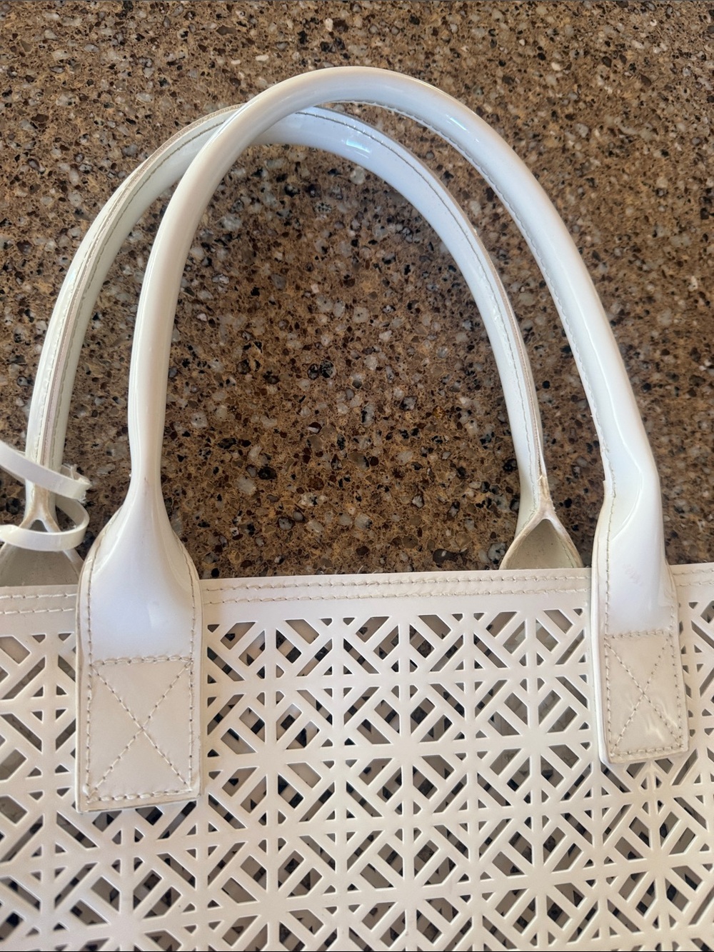 Tory Burch White Laser-Cut Leather Tote - Picture 3 of 6